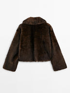 Short leather coat with fur