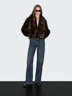 Short leather jacket with fur