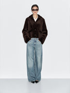 Short mouton jacket with fur