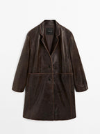 Distressed nappa leather coat