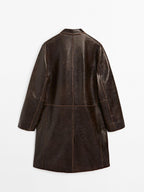 Distressed nappa leather coat