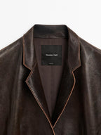 Distressed nappa leather coat