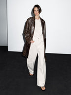 Distressed nappa leather coat