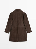 Long suede leather coat