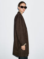 Long suede leather coat