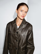 Nappa leather jacket with lapel collar