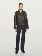 Nappa leather jacket with lapel collar