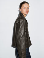Nappa leather jacket with lapel collar