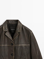 Nappa leather jacket with lapel collar