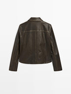 Nappa leather jacket with lapel collar