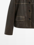 Nappa leather jacket with lapel collar