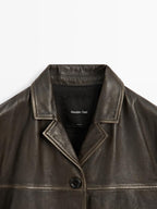 Nappa leather jacket with lapel collar