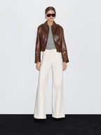 Short nappa leather jacket