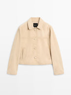 Short suede leather jacket