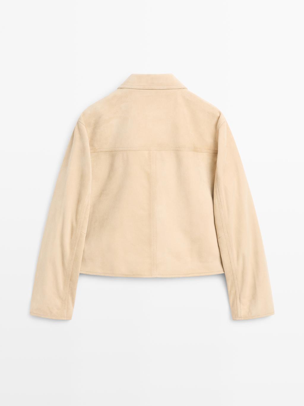 Short suede leather jacket