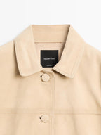 Short suede leather jacket