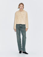 Short suede leather jacket