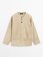 Wide suede leather blouse