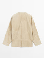 Wide suede leather blouse