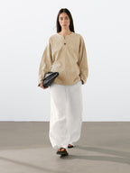 Wide suede leather blouse