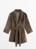 Long mouton coat with belt - LIMITED