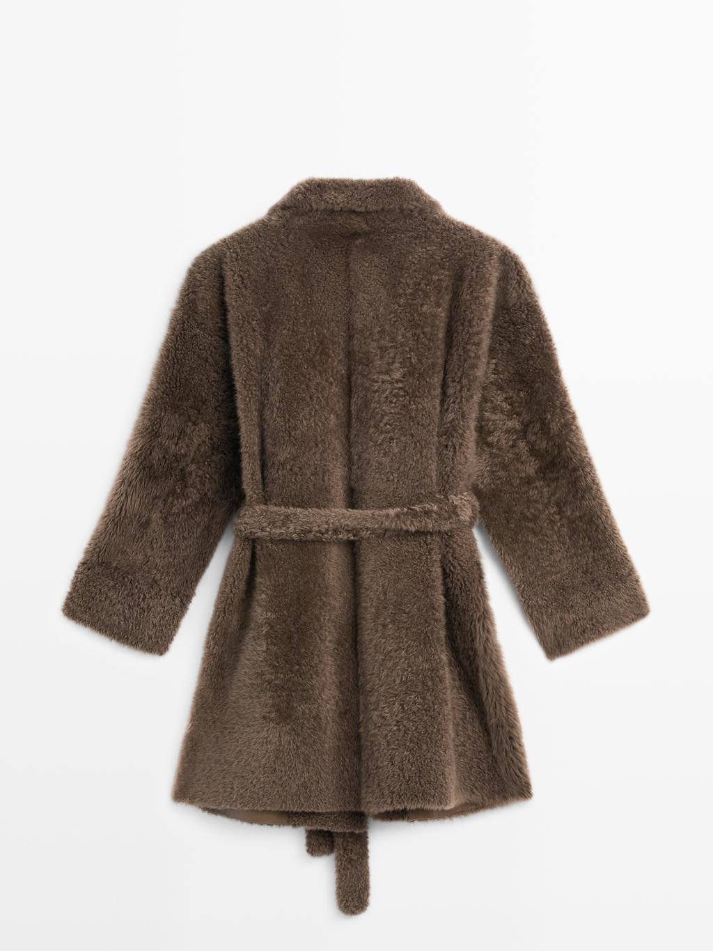 Long mouton coat with belt - LIMITED