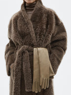 Long mouton coat with belt - LIMITED