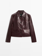 Cropped nappa leather jacket