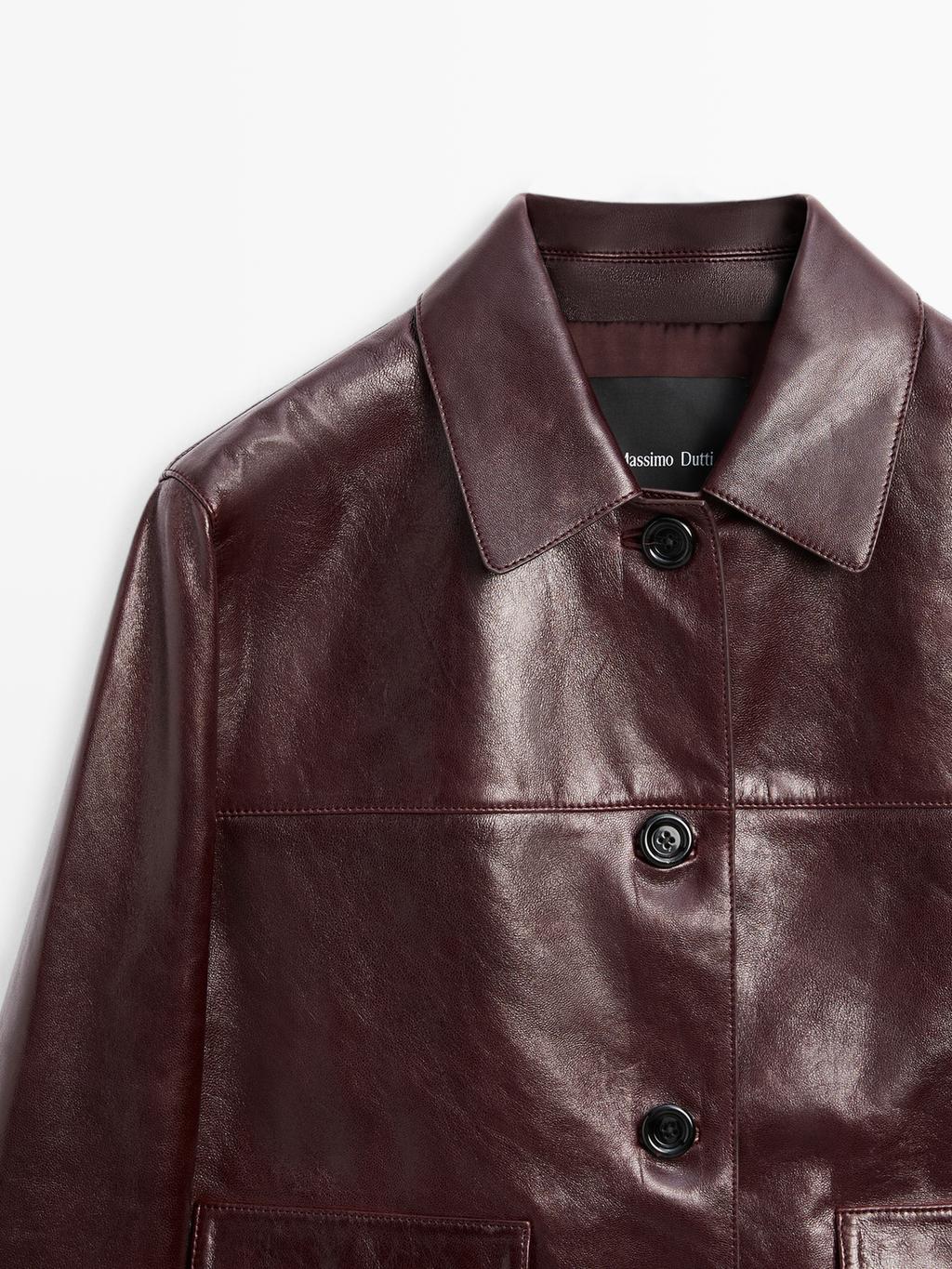 Cropped nappa leather jacket