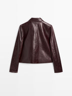Cropped nappa leather jacket