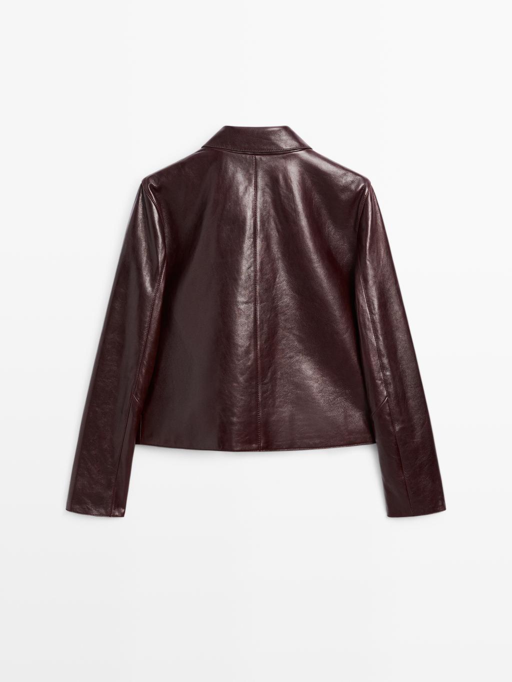 Cropped nappa leather jacket