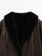 Mouton leather coat with crackled finish