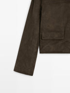 Suede leather jacket with lined buttons