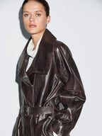 Nappa leather jacket with belt