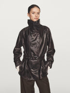 Nappa leather jacket with belt