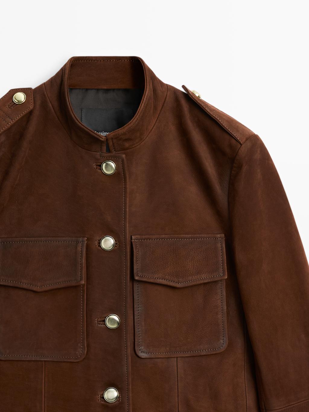 Nubuck leather safari jacket