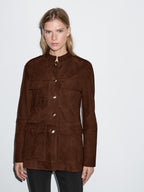 Nubuck leather safari jacket