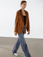 Flowing suede leather blazer