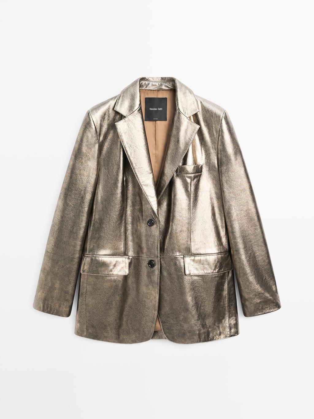 Metallic nappa leather blazer