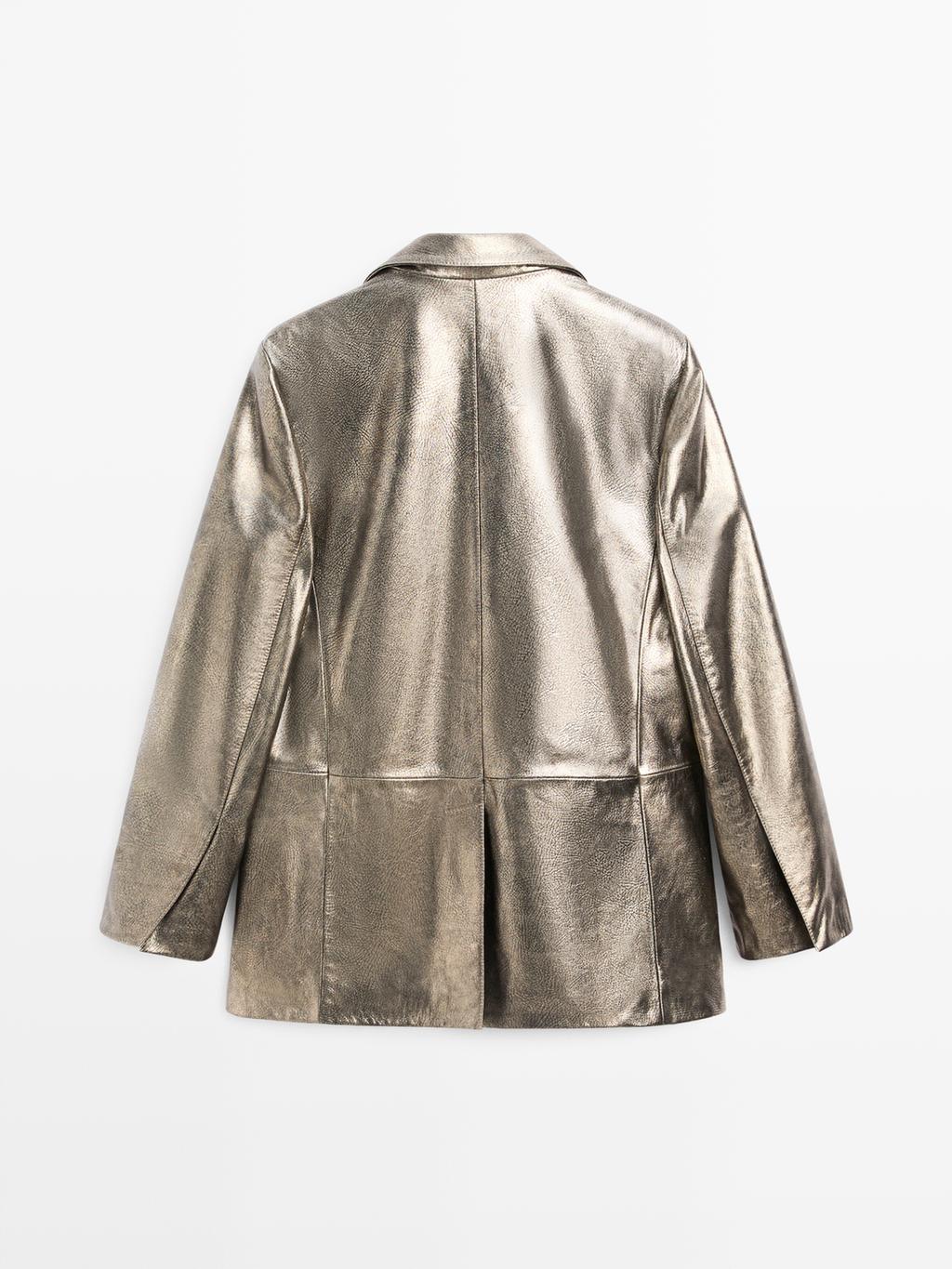 Metallic nappa leather blazer