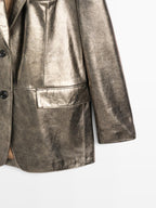 Metallic nappa leather blazer