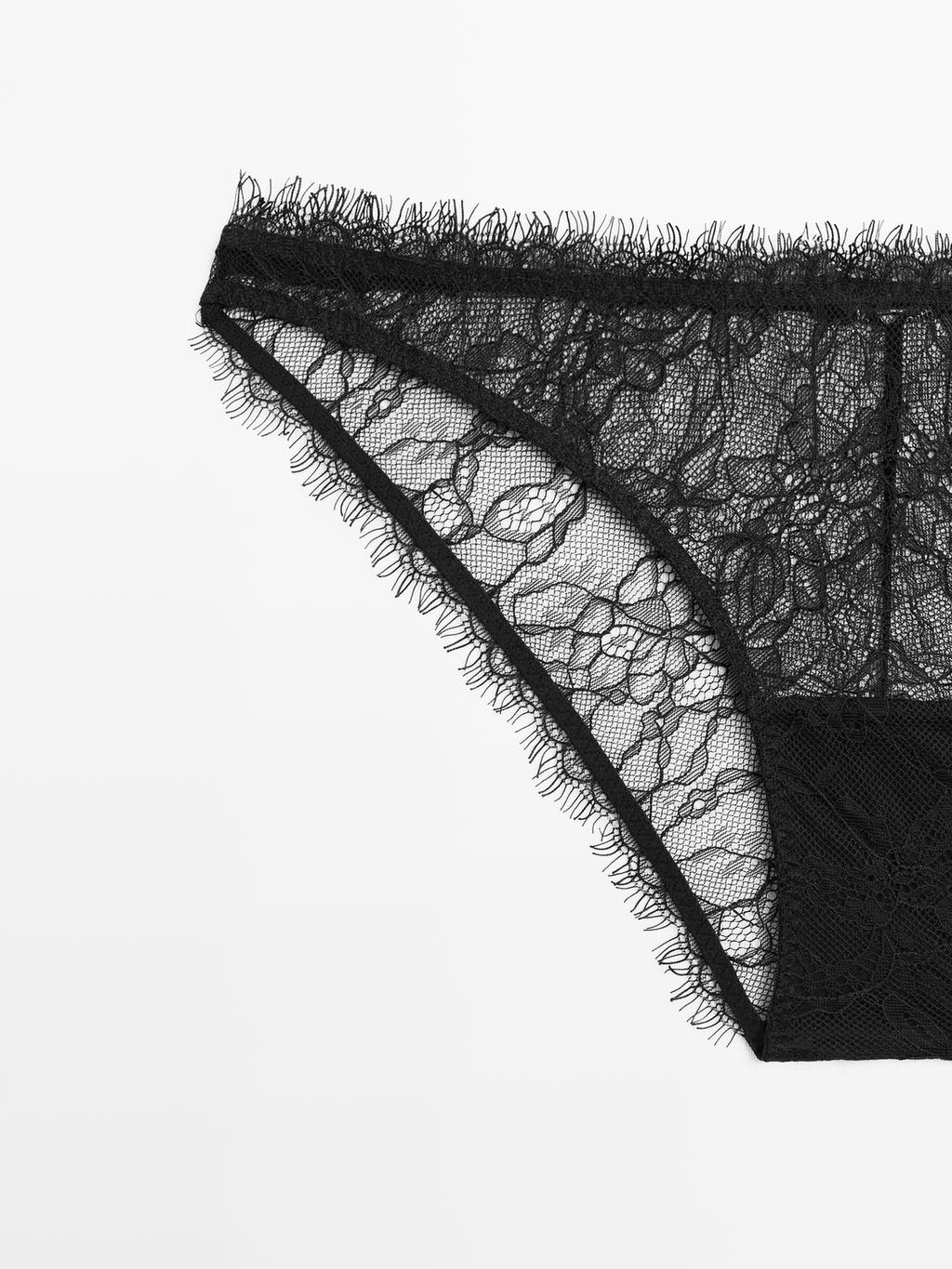 Lace briefs with frayed detail