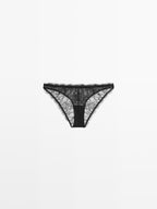 Lace briefs with frayed detail