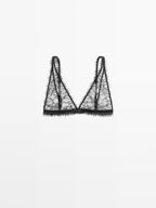 Lace bralette with frayed detail