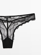 Lace thong with mesh detail
