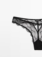 Lace thong with mesh detail