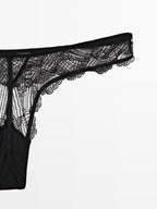 Lace thong with mesh detail