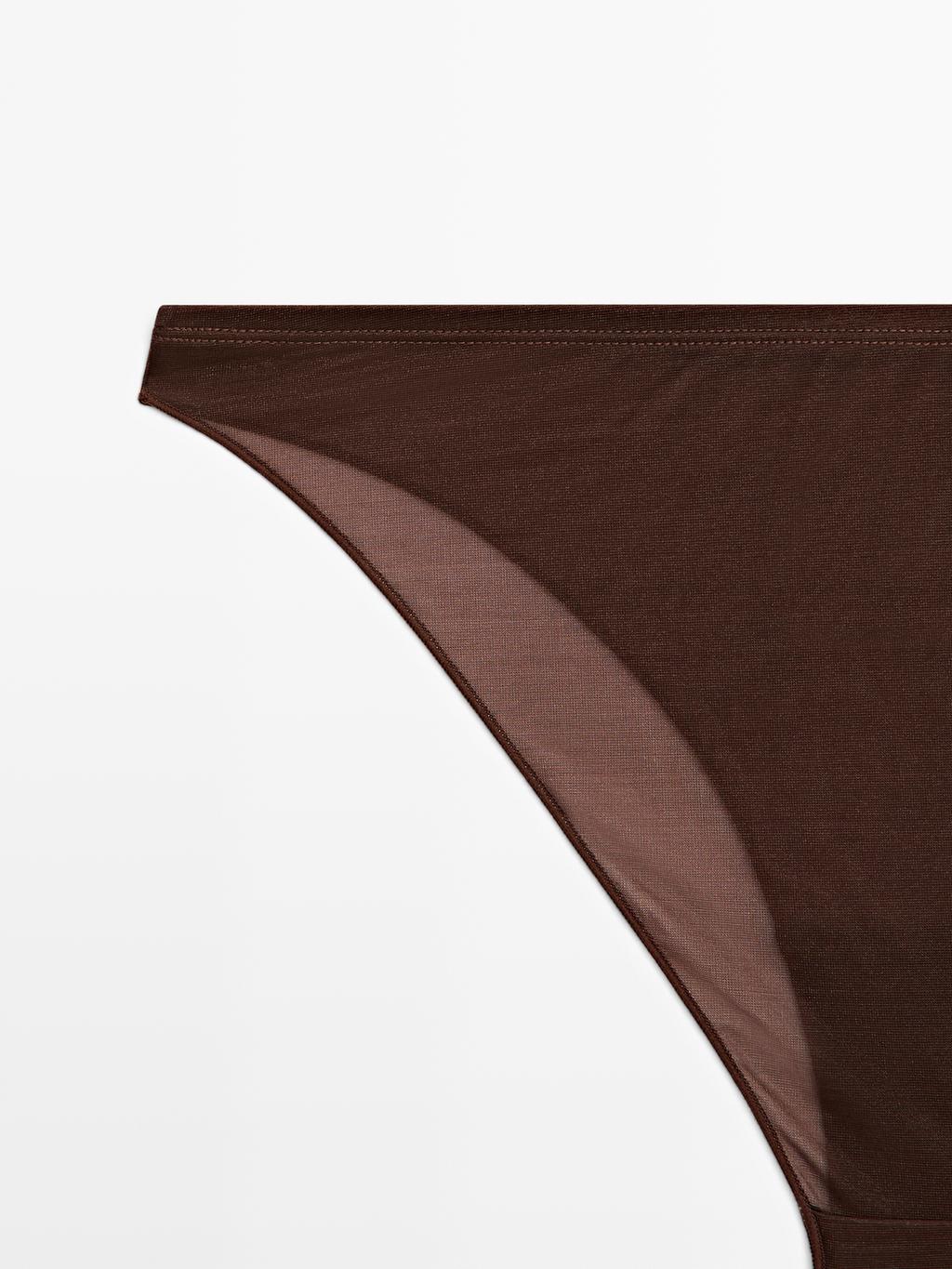 Semi-sheer briefs with metallic detail