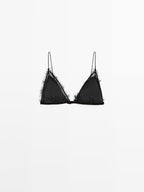 Silk blend top with lace detail