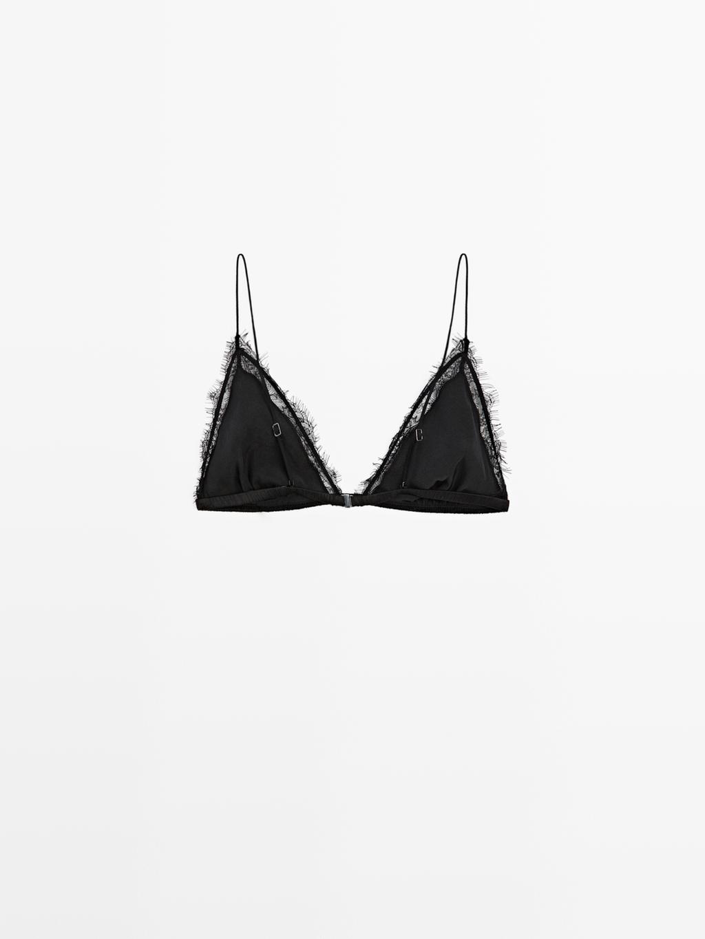 Silk blend top with lace detail